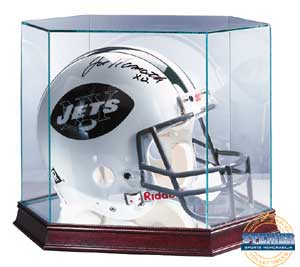 Ultra Pro Glass Full Size Football Helmet Display Case W Mirrored Bottom Wood Base Mint