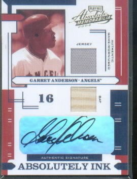 2004 Absolute Memorabilia Absolutely Ink Combo Material #AI50 G.Anderson Bat-Jsy/65