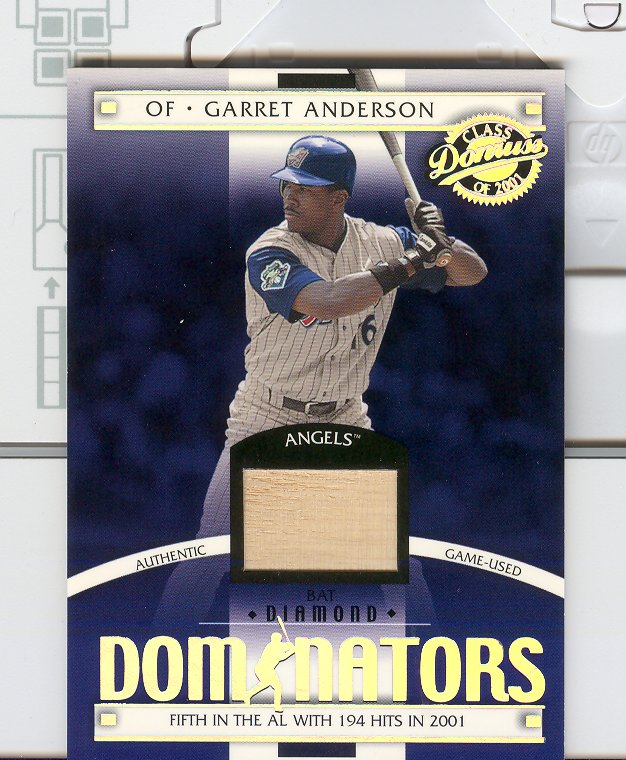 2001 Donruss Class of 2001 Diamond Dominators #DM27 Garret Anderson Bat/725