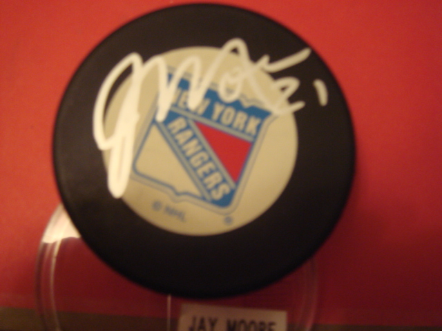 Jay Moore New york Rangers Autographed puck with COA