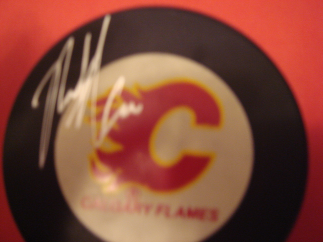 Rick Tabaracci Autographed Calgary Flames Hockey Puck