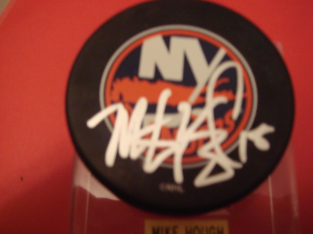 Mike Hough Autographed New York Islander Puck With COA