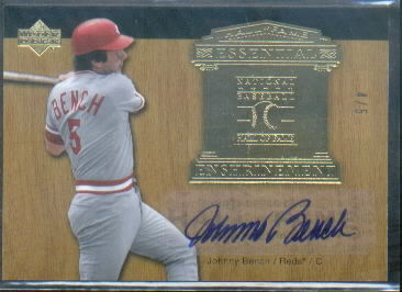2005 Upper Deck Hall of Fame Class of Cooperstown Autograph Gold #BE1 Johnny Bench Batting