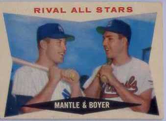 1960 Topps #160 Rival All-Stars/Mickey Mantle/Ken Boyer