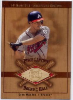 2001 SP Game Bat Milestone Piece of Action Bound for the Hall #BGM Greg Maddux
