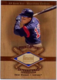 2001 SP Game Bat Milestone Piece of Action International #IOV Omar Vizquel *