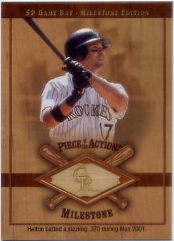 2001 SP Game Bat Milestone Piece of Action Milestone #TH Todd Helton