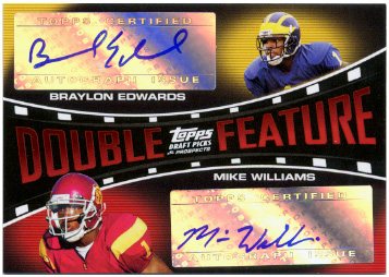 2005 Topps Draft Picks and Prospects Double Feature Dual Autographs #EW Braylon Edwards/Mike Williams