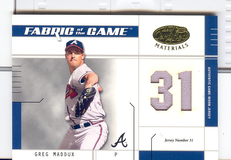 2003 Leaf Certified Materials Fabric of the Game #110JN Greg Maddux JN/31
