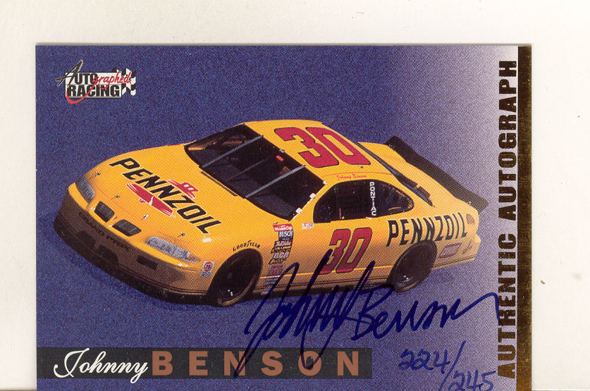 1996 Autographed Racing Autographs Certified Golds #4 Johnny Benson