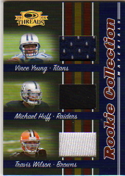 2006 Donruss Threads Rookie Collection Materials Triple #3 Vince Young/Michael Huff/Travis Wilson
