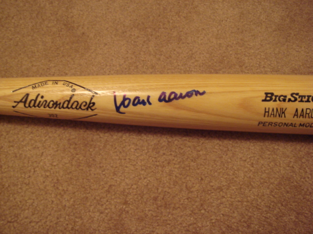 Hank Aaron Autographed Adirondack Big Stick Personal Model Baseball Bat With a PSA COA