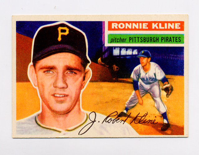 1956 Topps #94 Ron Kline UER/Facimile auto is J.Robert Klein