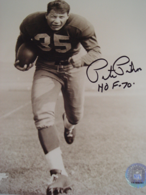 Pete Pihos Autographed 8 x 10 picture with Hof 70 ins. With Coa