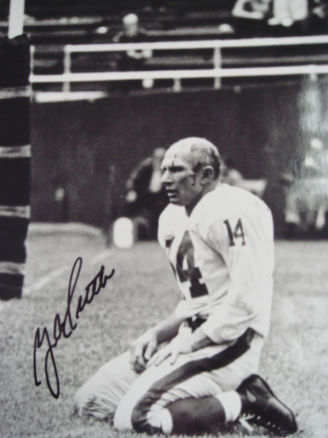 Y. A. Tittle Autographed 8 x 10 Giants Bloddy Picture With Coa