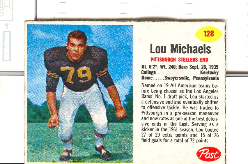 1962 Post Cereal #128 Lou Michaels