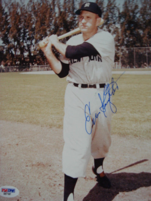 Enos Slaughter autographed 8 x 10 Yankee Picture with PSA Coa