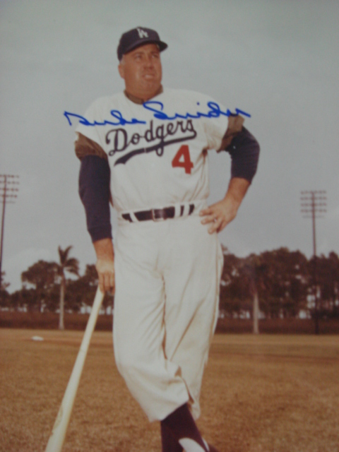 Duke Snider autographed 8 x 10 LA Dodger picture with PSA Coa