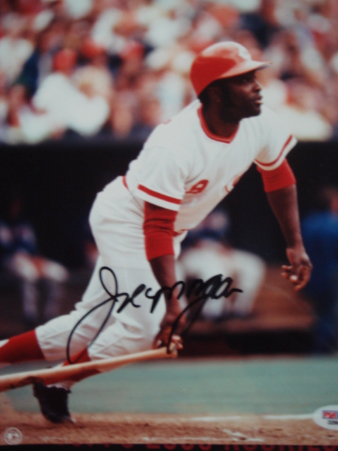 Joe Morgan  Autographed 8 x 10 Reds picture with PSA Coa