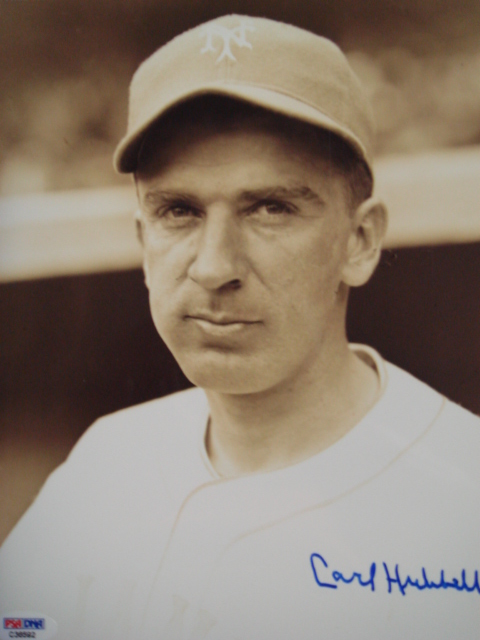 Carl Hubbell autographed 8 x 10 Giants picture with PSA Coa
