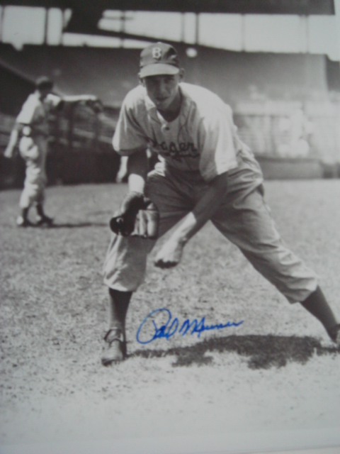 Paul Minner autographed 8 x 10 Brooklyn Dodger picture with Coa