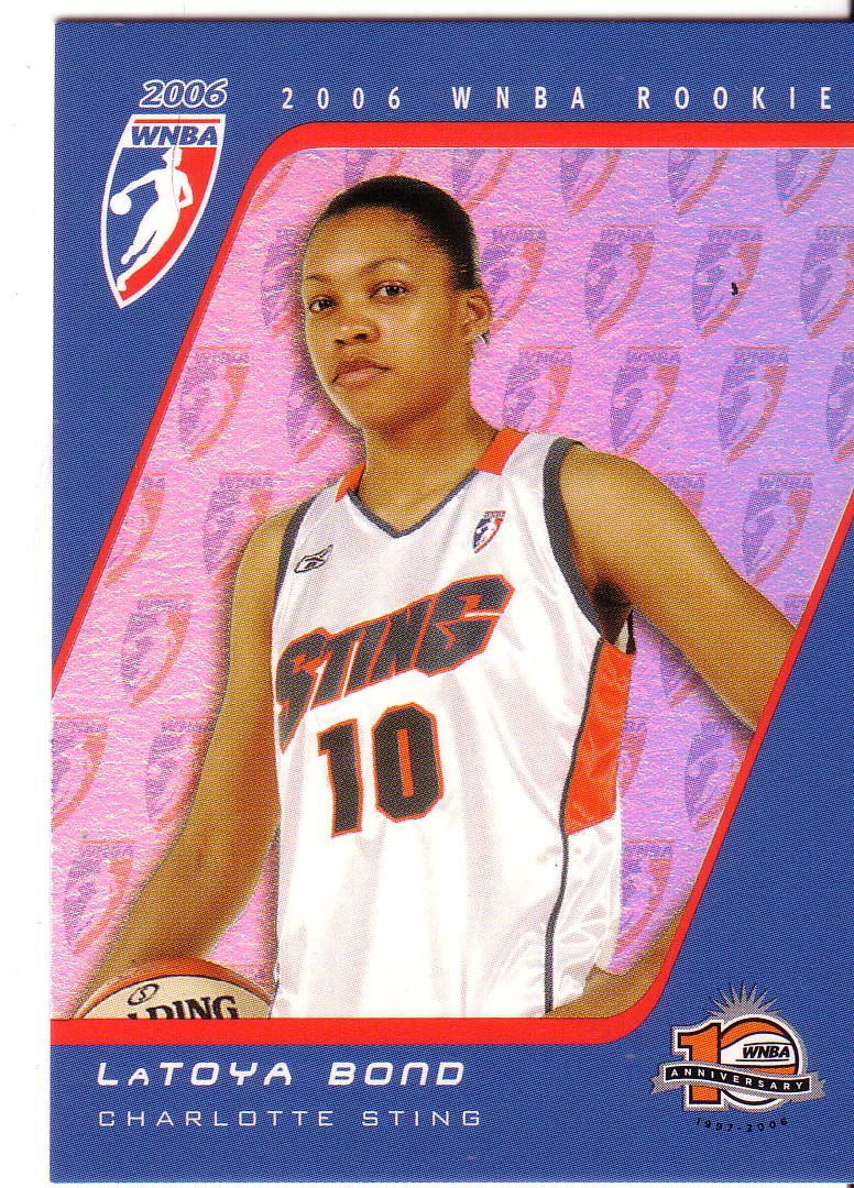 2006 RITTENHOUSE WNBA ROOKIE LaTOYA BOND #RC 20 - SERIAL #D #198/333