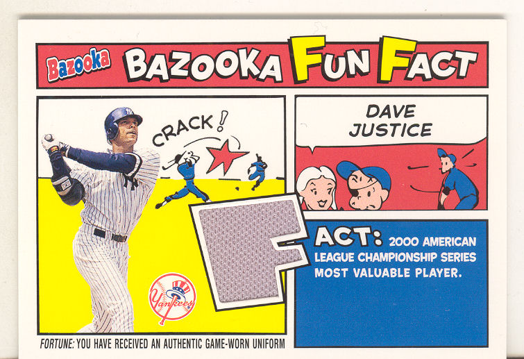 2005 Bazooka Fun Facts Relics #DJ1 Dave Justice Jsy C