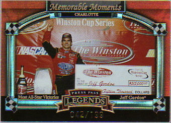 2006 Press Pass Legends Memorable Moments Gold #MM3 Jeff Gordon Charlotte
