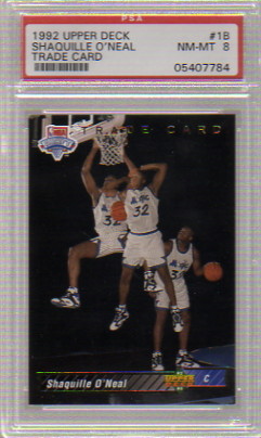 1992-93 Upper Deck #1B  Shaquille O'Neal TRADE Parallel RC Graded PSA Nm-Mt 8 - Orlando Magic