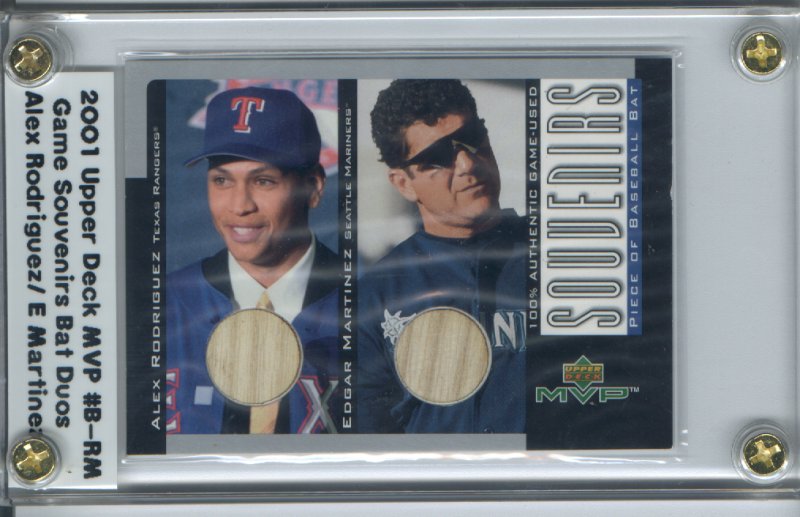 2001 Upper Deck MVP Game Souvenirs Bat Duos #BRM Alex Rodriguez/Edgar Martinez