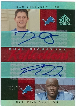 2005 Reflections Dual Signature Reflections Red #DSOW Dan Orlovsky/Roy Williams WR