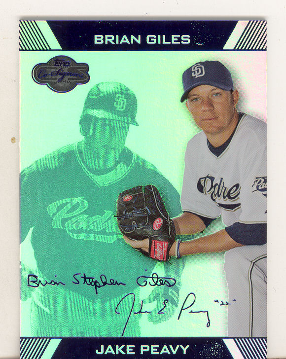 2007 Topps Co-Signers Hyper Silver Blue #15B Jake Peavy w/Brian Giles