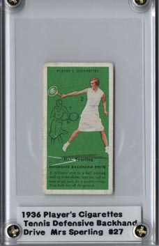 1936 Player's Cigarettes Tennis Mrs Sperling Defensive Backhand Excellent Very NICE!