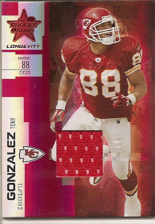 2007 Leaf Rookies and Stars Longevity Materials Ruby #94 Tony Gonzalez