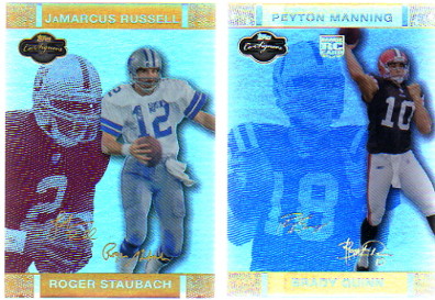 2007 Topps Co-Signers Changing Faces Hologold Red #39B Roger Staubach/JaMarcus Russell