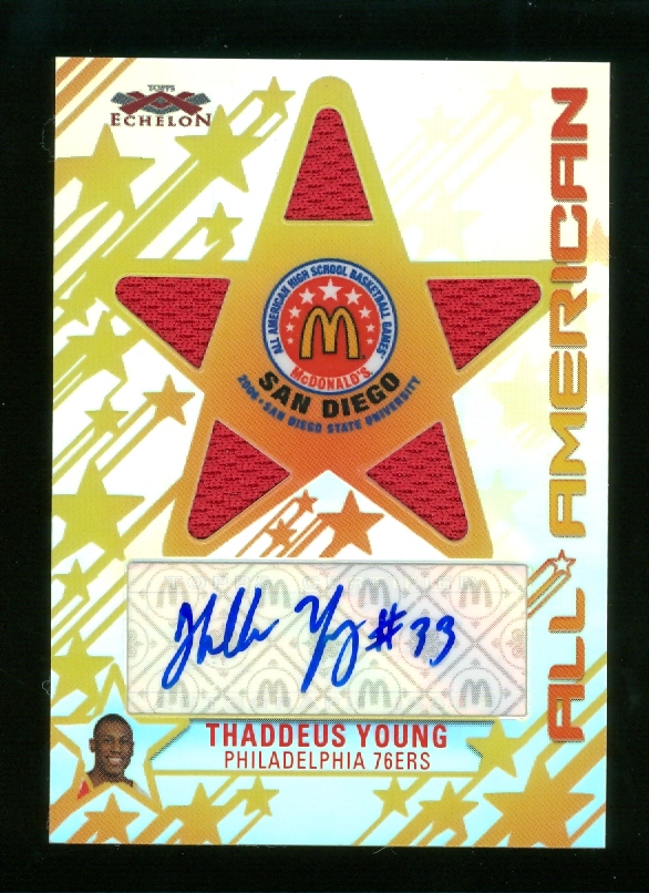 2007-08 Topps Echelon McDonald's All-American Autographs Five-Piece Relics #TY Thaddeus Young