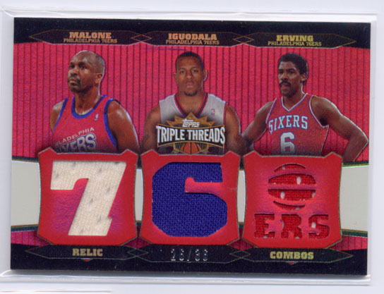 2006-07 Topps Triple Threads Relics Combos #47 Moses Malone/Andre Iguodala/Julius Erving