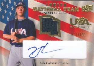 2008 Upper Deck USA Junior National Team Jerseys Autographs Blue #KB Kyle Buchanan/131