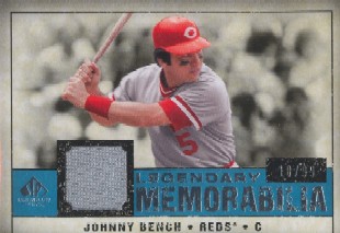2008 SP Legendary Cuts Legendary Memorabilia 99 #JB Johnny Bench