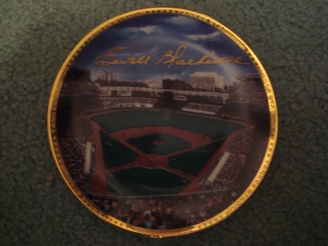 Ewell Blackwell Yankee Stadium Autographed 1989 Sports Impressions Mini Plate By Robert Stephen Simon With COA