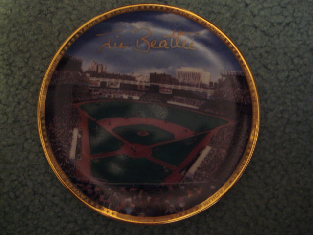 Jim Beattie Yankee Stadium Autographed 1989 Sports Impressions Mini Plate By Robert Stephen Simon With COA