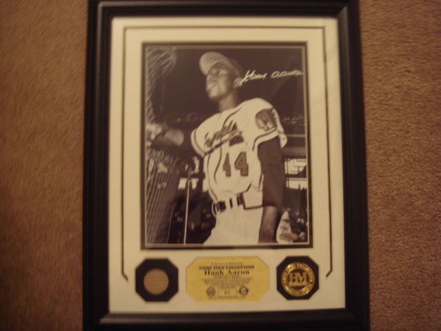 Hank Aaron signed / autographed Framed Jersey With COA From Steiner