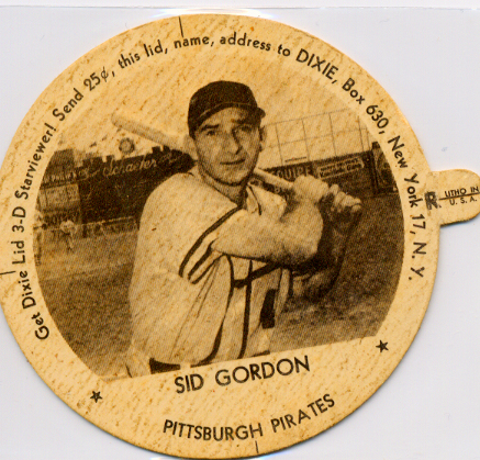 1954 Dixie Lids #3 Sid Gordon