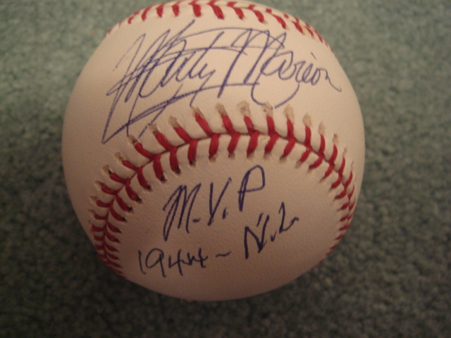 Marty Marion Autographed Official MLB Baseball With COA with M.V.P. 1944 N.L.