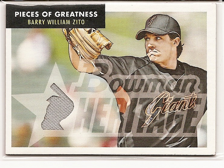 2007 Bowman Heritage Pieces of Greatness #BZ Barry Zito Pants C