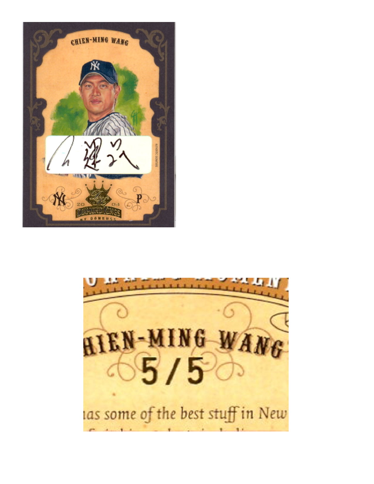 2004 Diamond Kings DK Signatures Framed Gold #137 Chien-Ming Wang/5