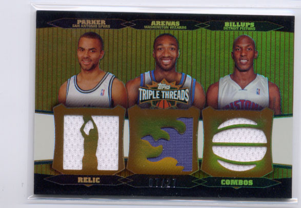2006-07 Topps Triple Threads Relics Combos Sepia #38 Tony Parker/Gilbert Arenas/Chauncey Billups