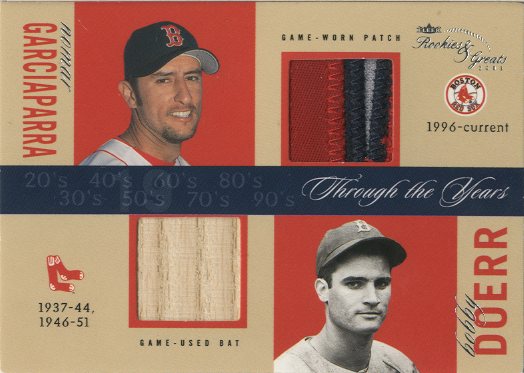 2003 Fleer Rookies and Greats Through the Years Game Used Dual Patch #NGBD Nomar Garciaparra/Bobby Doerr