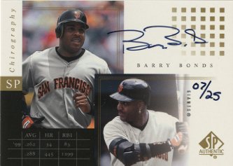 2000 SP Authentic Chirography Gold #GBB Barry Bonds/25 - NM-MT