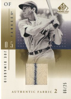 2001 SP Game Used Edition Authentic Fabric 2 #JDI Joe DiMaggio